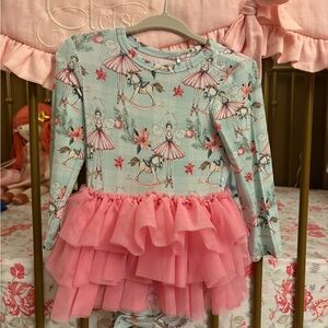 Posh Peanut Edie Onsie with Pink Tulle. EUC Size 12-18 months